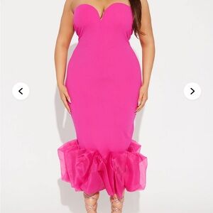 New Fashion Nova Monte Carlo Nights Midi Dress - Fuchsia Pink Size Large